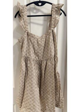 Madewell Linen Blend Ruffle Strap Midi Dress Size L